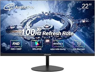 ArcticPro 22" Full HD 100Hz Monitor - Frameless Gaming Display with Low Blue Light