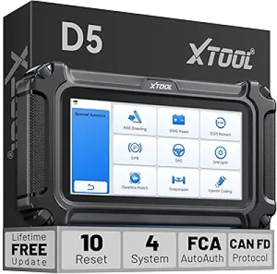 XTOOL D5 OBD2 Car Diagnostic Scanner - Engine, ABS, SRS & Transmission Code Reader with 10 Reset Functions