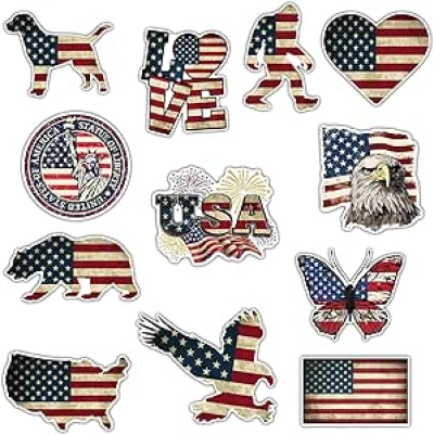 12 Pack American Flag 4th of July Fridge Magnets - Patriotic Decor & Party Supplies