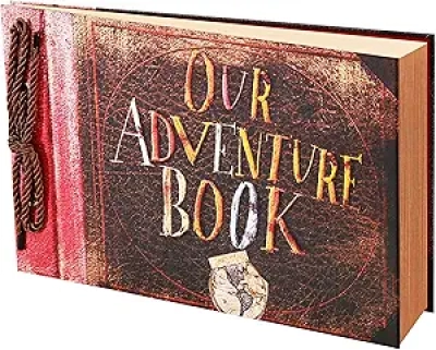 Embossed Adventure Scrapbook Photo Album - DIY Memory Book for Travel, Wedding & Anniversaries