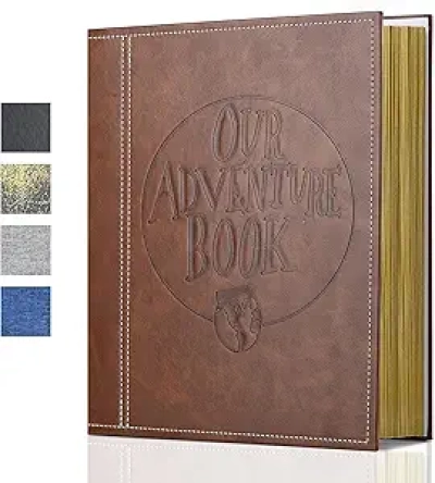 Large Leather Adventure Photo Album 13x11.5" | DIY Magnetic Scrapbook for Couples & Travel Memories