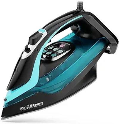 PurSteam SteamTech Elite 1750W Digital Steam Iron - Ceramic Soleplate & Auto Shut-Off