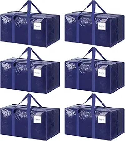 6 Pack Extra Heavy Duty Large Moving Bags with Strong Zipper & Handles