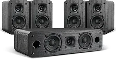 Saiyin 5.0 Home Theater System - 100W HiFi Surround Sound Speakers with Retro Wood Design