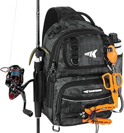 KastKing BaitSpace Fishing Sling Bag - Tackle Backpack with Rod & Beverage Holder