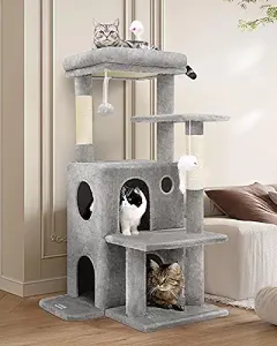 50-Inch Cat Tree Tower for Large Cats - Multi-Level Indoor Cat House with Caves & Toys