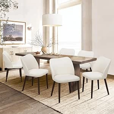 COLAMY Upholstered Dining Chairs Set of 6 - Modern Fabric Kitchen Chairs with Padded Seats