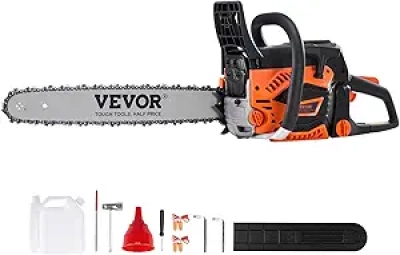 VEVOR 52CC Gas Chainsaw 18" - Powerful 2-Cycle Petrol Saw for Trees, Wood & Garden Cutting