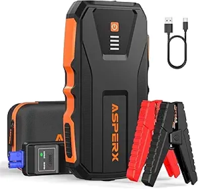 ASPERX 3000A Jump Starter - Portable Car Battery Jumper with LED Light & Smart Cables