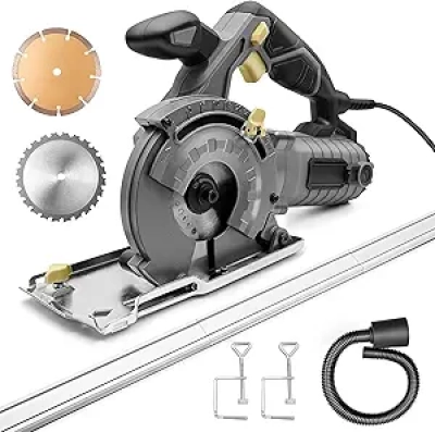 7.5 AMP Multi-Purpose Plunge Circular Saw with 115mm Diamond Blade & Track System