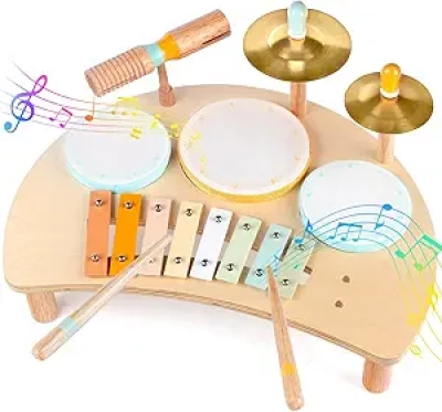 Kids Drum Set for Toddlers 1-3 | Wooden Montessori Musical Instruments