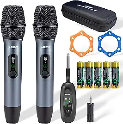 Professional Wireless Microphone Set - 2.4GHz Dual Mic, 200ft Range, Karaoke & Events