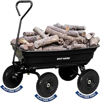 BILT HARD 600 lbs Poly Garden Dump Cart with No Flat Tires & Quick Release