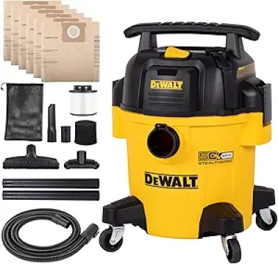 DEWALT Stealthsonic 5 Gal 4 HP Wet/Dry Shop Vacuum - Ultra-Quiet 65dB Cleaner
