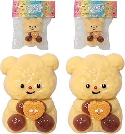 2pcs Squeeze Bear Squishy Toys - Cute Kawaii Stress Relief Fidget Toys for Kids & Adults