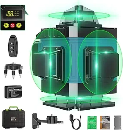 16 Line 360° Green Laser Level Self Leveling - 4D Professional with Remote Control