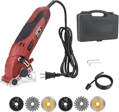 400W Corded Mini Circular Saw 110V - 6 Blades, ½" Cutting Depth, Compact Handheld