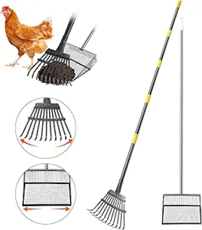 Professional Chicken Coop Cleaning Kit - Adjustable Shovel & Rake Set