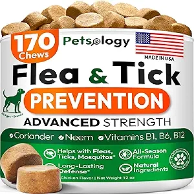 Natural Flea & Tick Prevention Pills for Dogs - 170 Chewables