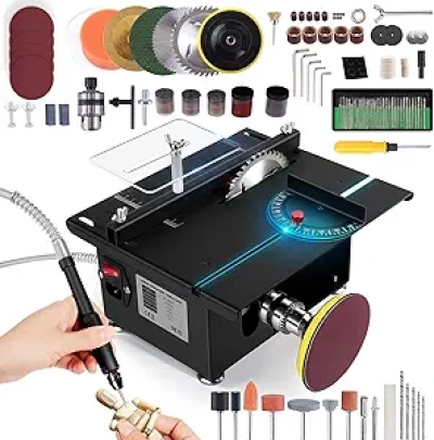 400W Mini Table Saw - Precision Desktop Electric Saw with Adjustable Cutting Depth & Angle
