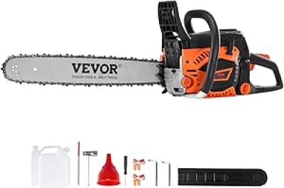 VEVOR 58CC Gas Chainsaw 20" - Powerful Petrol Powered Cutting Tool for Wood, Trees & Garden