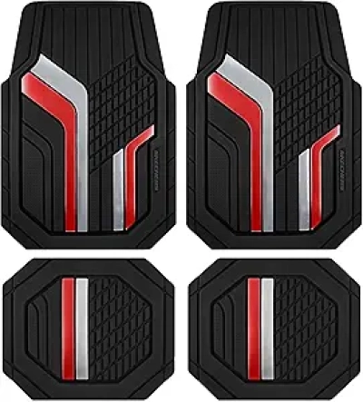 Skechers Heavy Duty Rubber Car Floor Mats - All Weather Universal Fit Red