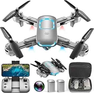 1080P Foldable Drone for Beginners - 2 Batteries, Altitude Hold & 3D Flip