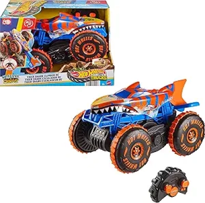Hot Wheels Monster Trucks Tiger Shark RC Vehicle - Large-Scale Remote Control Toy with 3 Play Modes