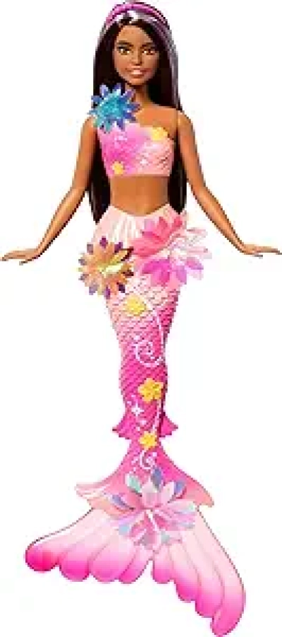 Barbie Flower Magic Mermaid Doll with Blooming Flowers & Ombre Tail