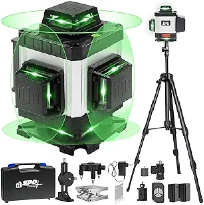 ZPD 360° Green Laser Level with Tripod - 16 Line Self Leveling Laser for Construction