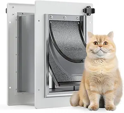 Small Cat Door for Wall | 3-Flap Pet Door for Exterior Walls Up to 15 Lb
