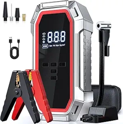 5000A Jump Starter with Air Compressor & Power Bank - 12V Car Battery Jumper