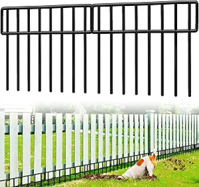 19.5 Ft No Dig Dog Fence Panels - 14 Pack Metal Animal Barrier for Gardens & Yards