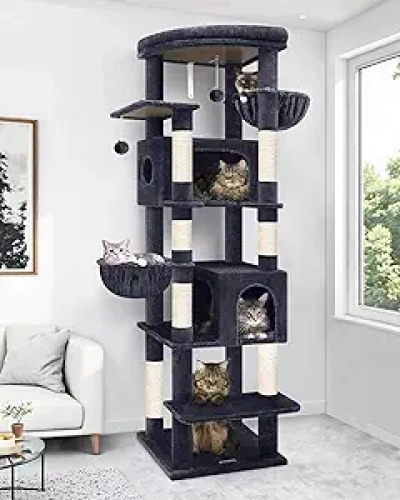 Globlazer 74in Heavy Duty Cat Tree for Large Cats - Sturdy Tower with 7 Sisal Posts & Condos