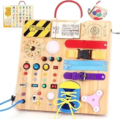 23 in 1 Montessori Busy Board for Toddlers 1-3 Years | LED Lights & Educational Toys