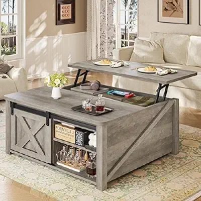 SEDETA 31.5" Lift Top Coffee Table with Storage - Square Farmhouse Design