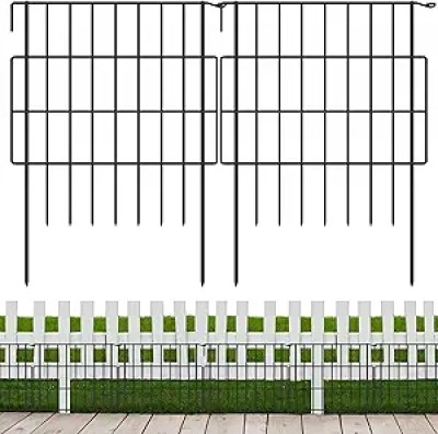 Animal Barrier Fence 17in No Dig Garden Fence - 10 Pack Rustproof Metal Border Panels