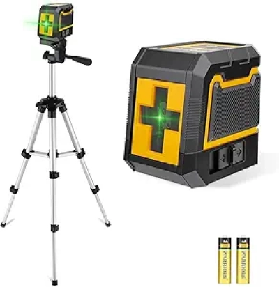 82ft Green Laser Level with Tripod - Self-Leveling Cross Line Laser for Construction & Home