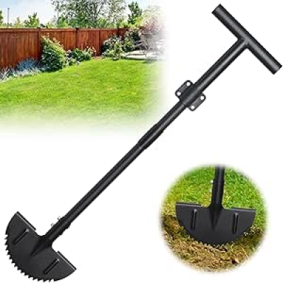 Adjustable Lawn Edger Tool 49" - Sharp Saw-Tooth Half Moon Edging for Landscaping