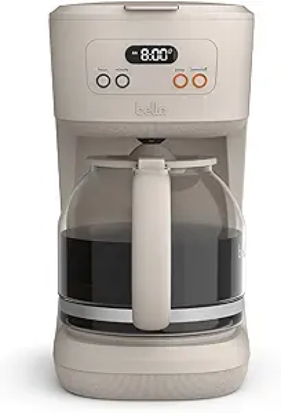 BELLA 12 Cup Programmable Coffee Maker - Auto Shutoff & Reusable Filters