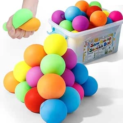 24 Pack Slow Rising Stress Balls - Anxiety Relief Fidget Toys for Kids & Adults