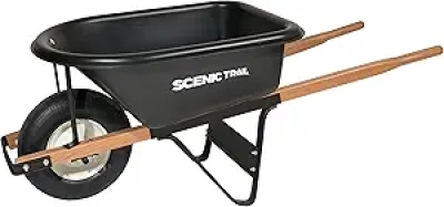 Heavy Duty 5 Cubic Feet Wheelbarrow with 16" Tire - Professional Grade Single Wheel Barrow