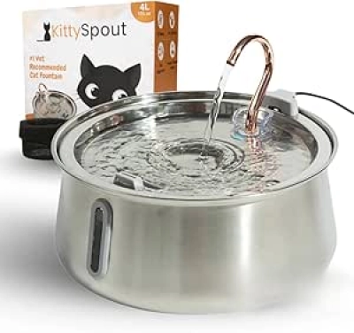 Stainless Steel Automatic Cat Water Fountain 4L - Ultra-Quiet, Dishwasher Safe