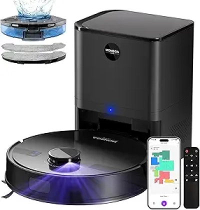 MONSGA 6000Pa Robot Vacuum & Mop Combo with Self-Emptying Station - LiDAR Navigation, 180min Runtime