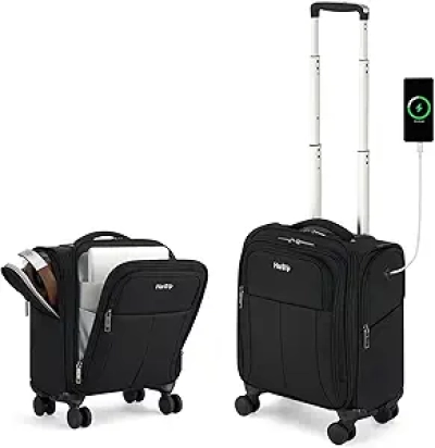 16 Inch Underseat Carry-On Luggage with Wheels - Airline Approved Softside Suitcase