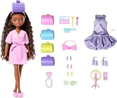 Barbie Dream GET Ready Brooklyn Fashion Doll with Hair Accessories & 15+ Looks