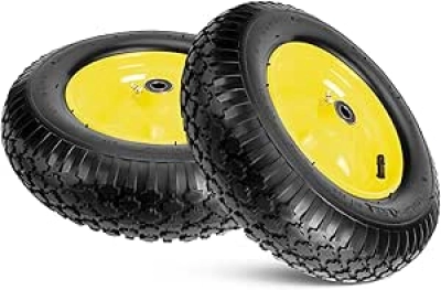 16" Pneumatic Rubber Tires & Wheels (4.80/4.00-8") - 400 lbs Load Capacity | Garden Cart, Wheelbarrow, Trailer