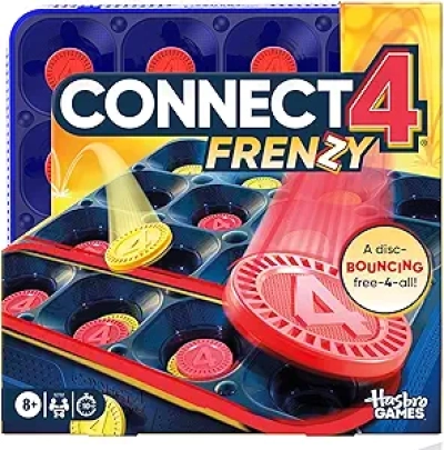 Connect 4 Frenzy - Fast-Paced Bounce Disc Party Game for Kids & Adults
