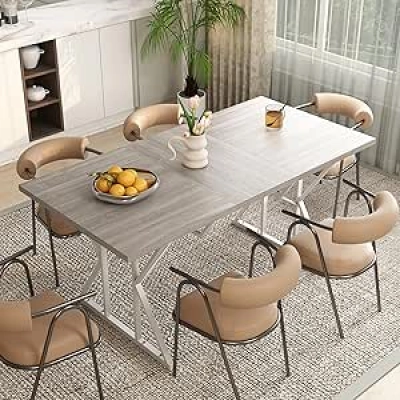 Expandable Farmhouse Dining Table 47-63 inches | Seats 4-6 People