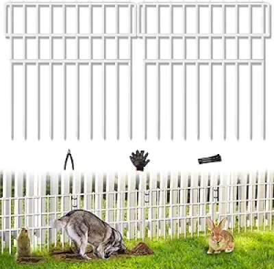 39.5ft No Dig Dog Fence Barrier - 28 Panels Rustproof Metal Garden Edging